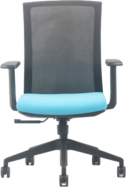 일본정품브랜드 OFFICE . STAR ENE-X 사무용 의자 회의실용 학생용 컴퓨터 메쉬 체어, 흑색 + 흑색 + 하늘색