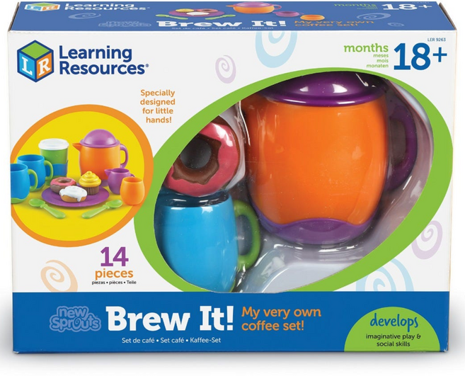러닝리소스 LER 9263 커피 소꿉놀이 차와 음료 세트 주방놀이 역할놀이, 1개