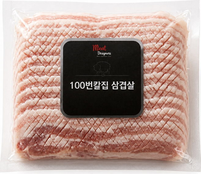 미트디자이너스(1+1+1) 3팩 (1+1+1+1) 4팩 삼겹살을 앞다리살 가격에! 100번의 칼집삼겹살 대용량 가성비 1인가구 자취생들을 위한 소포장, 500g, 3개