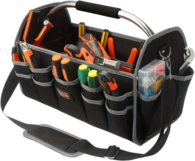 toolkick 오픈형 공구가방 크로스백 휴대용 공구함 세차 툴백 오픈형 공구통 연장가방, 1개