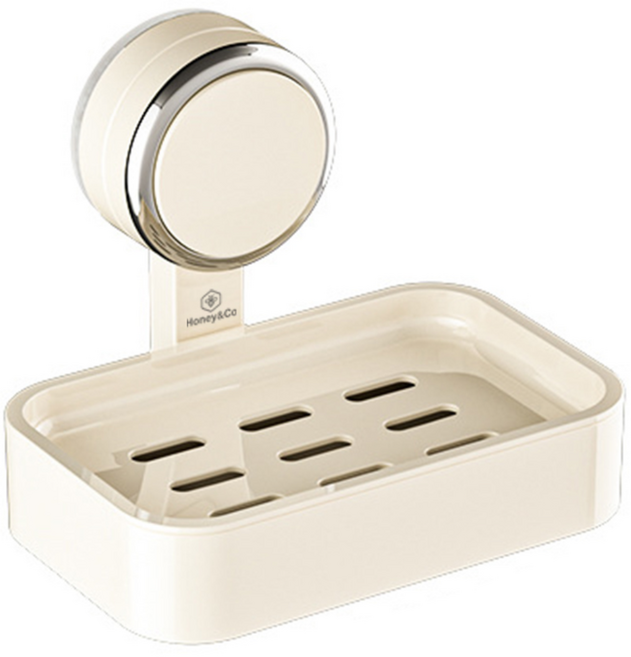 [탈부착 가능] 허니앤코 강력흡착식 무타공 욕실 비누받침대, 베이지