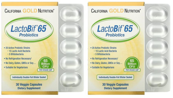 캘리포니아 골드 뉴트리션 락토비프 650억 유산균 람노서스, 2개, 30정
