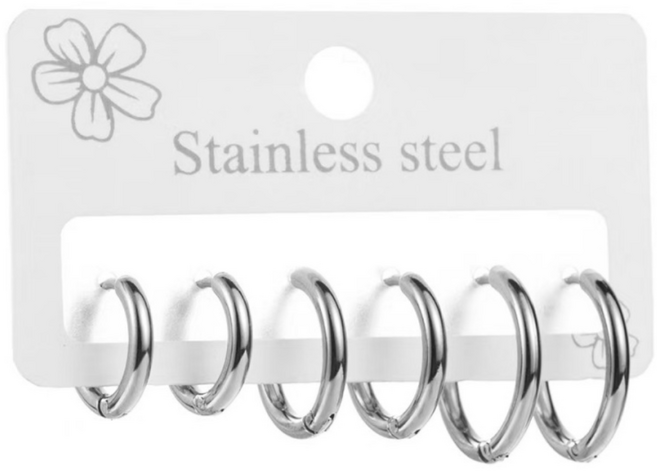 상류 지역 심플 메탈 실버 귀걸이 앤티크 티타늄 귀걸이 세트 귀걸이 6종 세트