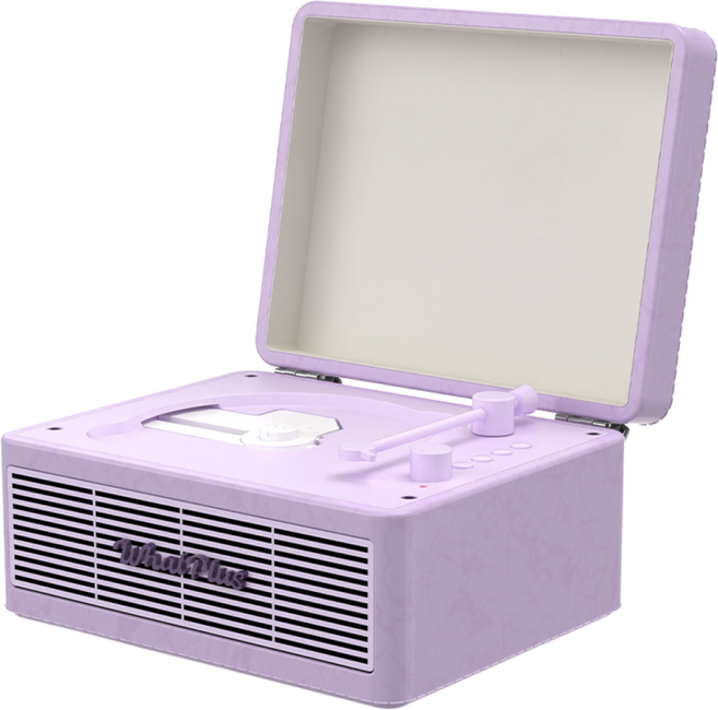 왓플러스 WhatPlus C300 빈티지 무선 블루투스 CD플레이어, 연보라색