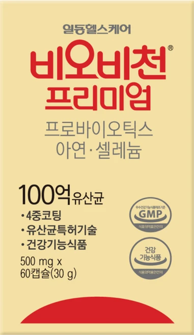 일동제약 비오비천 프리미엄 유산균 60정, 1개 - 쿠팡