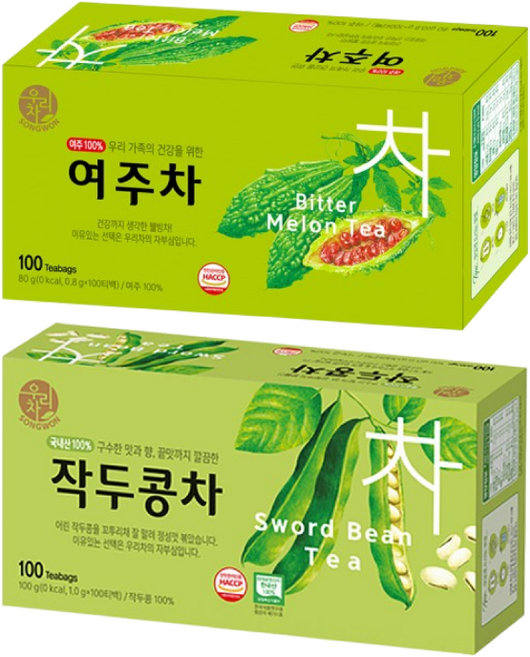 송원 우리차 여주차 100T +작두콩차 100T, 800mg, 100개입