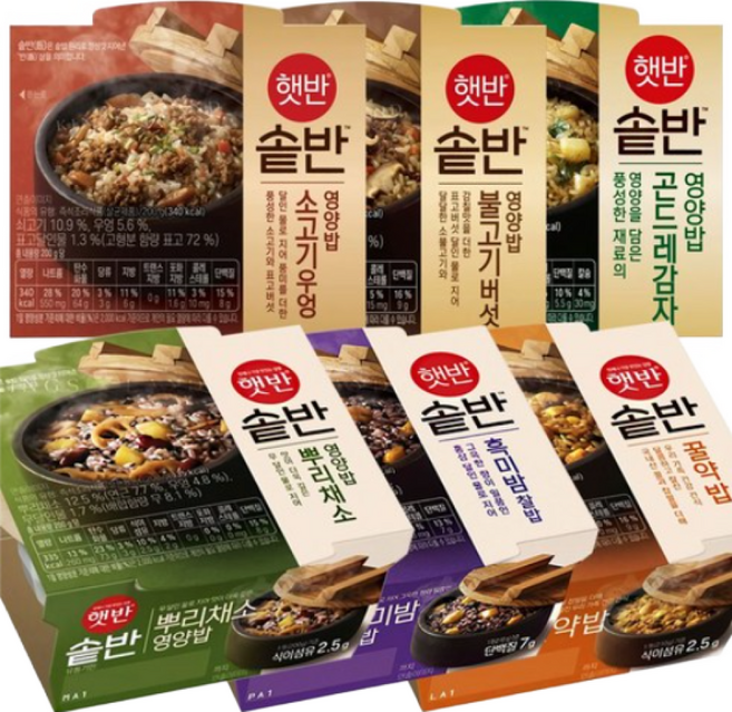 햇반솥반 6종세트(곤드레감자+뿌리채소+불고기버섯+흑미밤찰+소고기우엉+꿀약밥), 2세트, 1.22kg