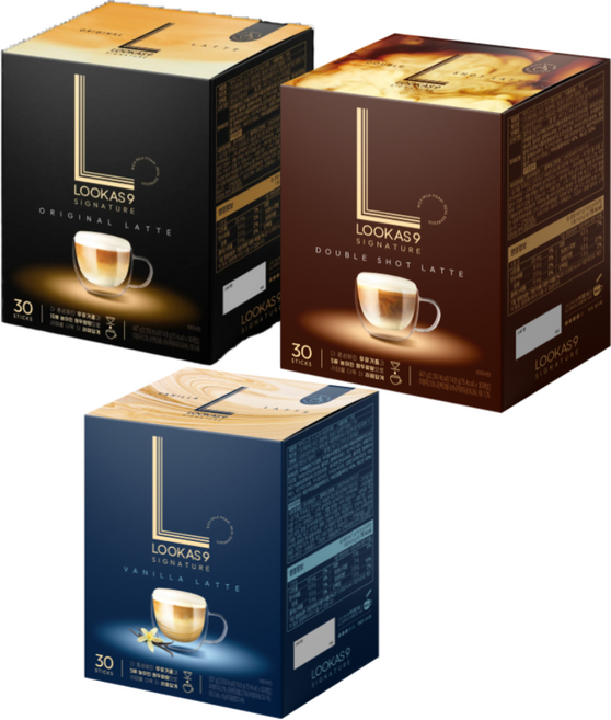 <꾼들>루카스나인 오리지널라떼+더블샷라떼+바닐라라떼, 3개, 30개입, 14.9g