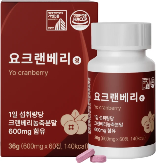 요 크랜베리 정 배뇨 습관 엔 방광 요로 건강 호박씨추출물, 1개, 60정 - 쿠팡