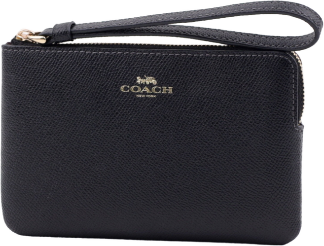 [국내백화점A/S] 코치 파우치 미니 클러치 가죽 카드지갑 시그니처 코너 지퍼 손목지갑 BLK