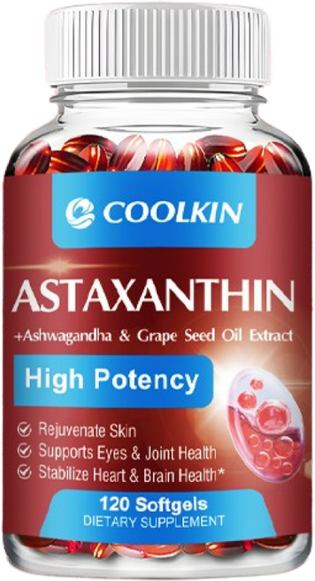 미국 정품 높은 품질 높은 콘텐츠 아스타잔틴 24mg 소프트젤 심혈관 건강 증진 신진 대사 촉진 혈액 순환 개선 면역 체계 강화, 60정, 1개