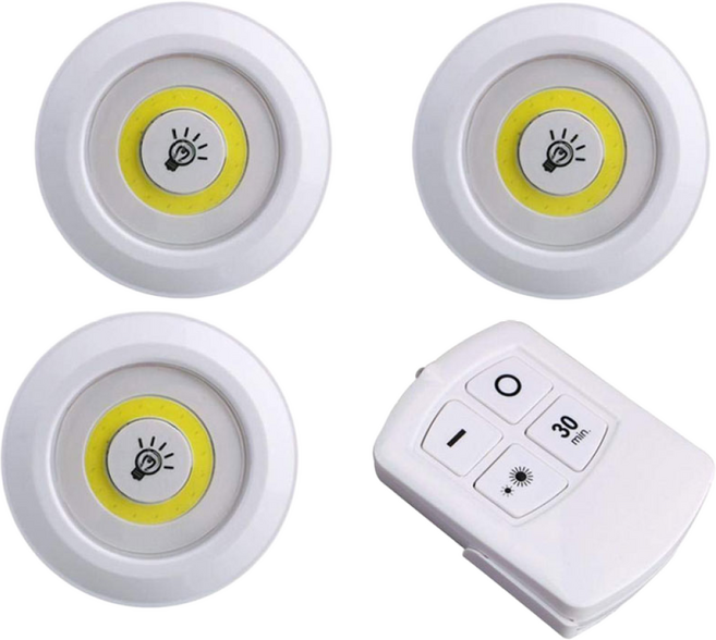 리모컨 4개 세트 퍽라이트 LED 조명 무드등 간접 옷장 아가방 욕실 주방 틈새 터치, LED퍽라이트 사각 본품(배터리 미포함)