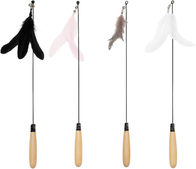 MAAH 고양이 다다익선 깃털 낚싯대 4종 세트, 1세트, 혼합색상