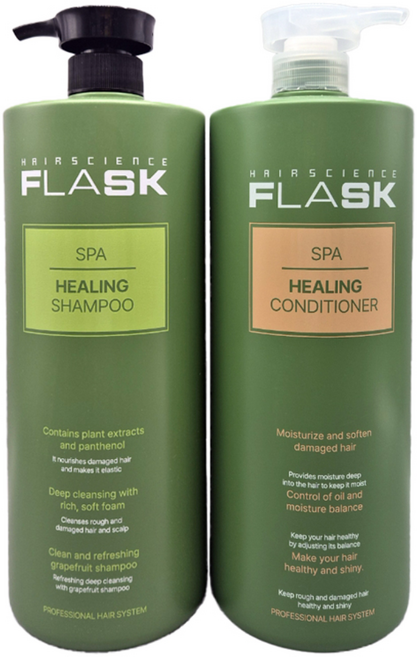 플라스크 힐링 샴푸+컨디셔너 세트 자몽향 대용량 미용실 세정력좋은 1500g, 1.5kg, 1개