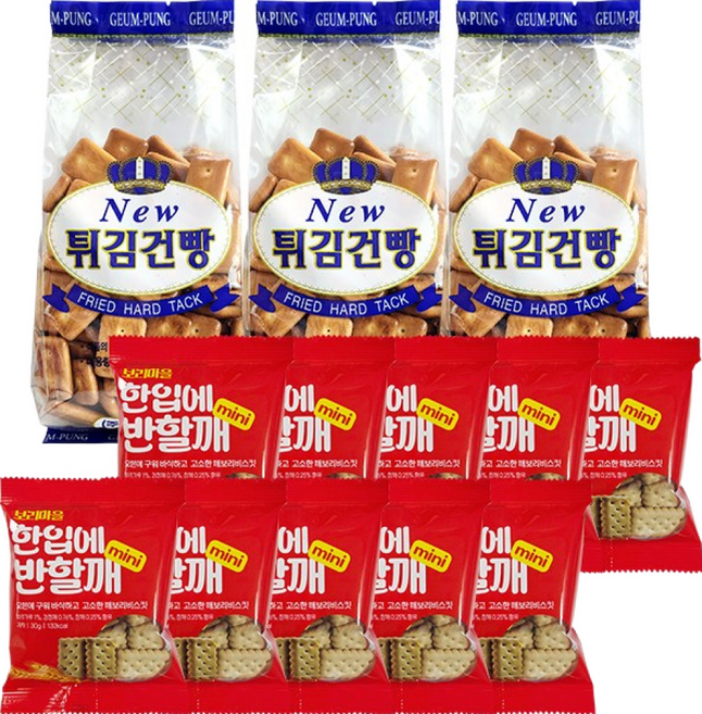 금풍제과 튀김건빵 240g X 3개 + 보리마을 한입에반할깨 30g X 10개