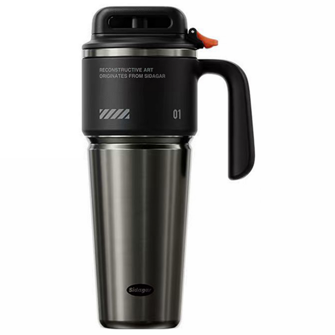 Sidagar 대용량 세라믹 빨대텀블러 손잡이텀블러 차량 탑재 휴대용 보온보냉컵, 1개, 1000ml, 검정