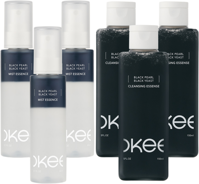 흑진주 흑효모 모공탄력 물광피부 촉촉 광채 스킨케어 주름 기초케어 세트 에센스 미스트 클렌징 클렌저 3+3 구성 오키뷰티