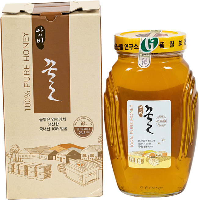 명인벌꿀 순수100% 1등급++ 프리미엄 숙성벌꿀 G마크인증 국내산 대용량 야생화꿀 잡화꿀 2.4kg, 1개