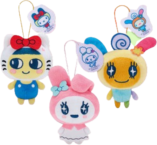 다마고치 X 산리오 콜라보 키링 반프레소 마스코트 인형 키티 마메치 마멜 러블리치 우사하나 메메치, 우사하나X메메치