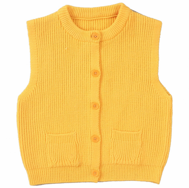 핫찌 유아 라운드 단추 조끼가디건/니트 베스트