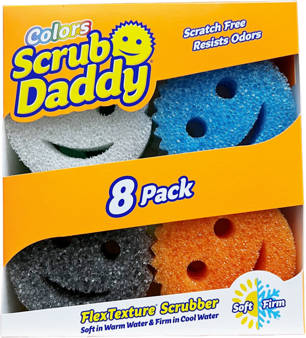 엘리브레 스크럽대디 수세미 스폰지 8개입 오리지널 스마일 스폰지 수세미, 1개