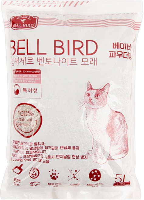 벨버드더블랙 냄새제로 벤토나이트모래 베이비파우더향 5L, 1개