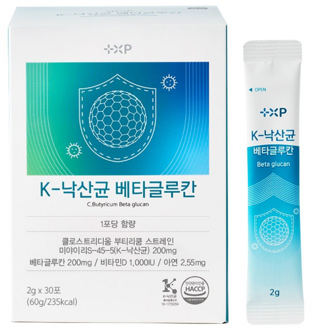 k낙산균 베타글루칸 프로바이오틱스 베타글루칸 아연 비타민D 면역케어, 3개, 30회분