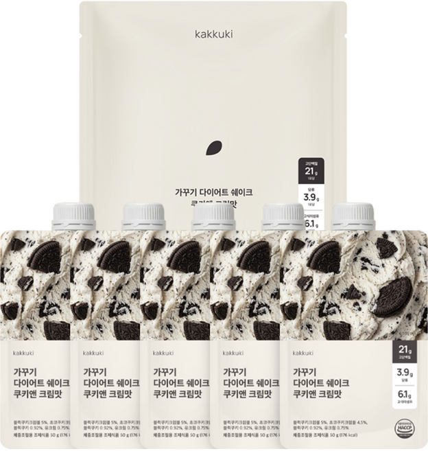 가꾸기 다이어트 단백질 쉐이크 (쿠키앤 크림맛) 1팩 5개입 식단 맛있는 식사대용 파우치 체조식, 1세트, 5회분
