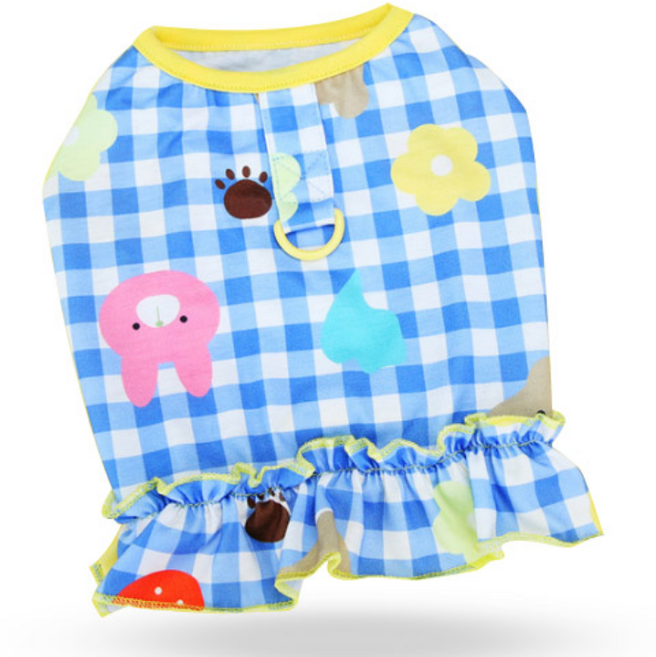 딩동펫 강아지 비치 원피스 하네스, 블루, 1개