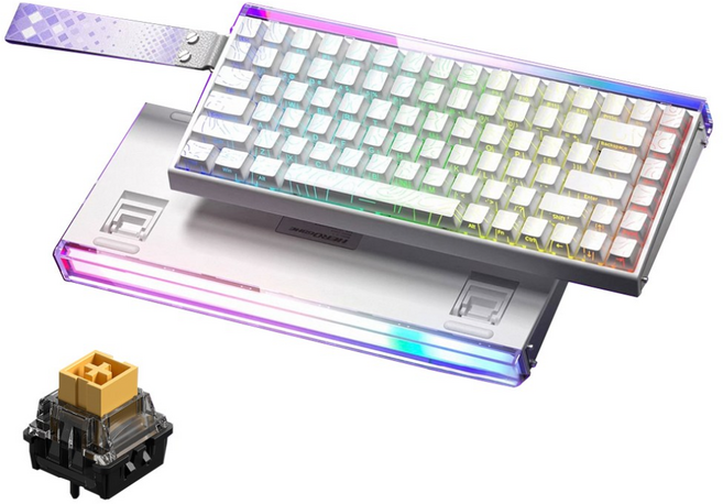 AULA HERO 84HE 마그네틱 축 키보드 유선 게이밍 고성능 8K, RGB light box wired, White Contour Line