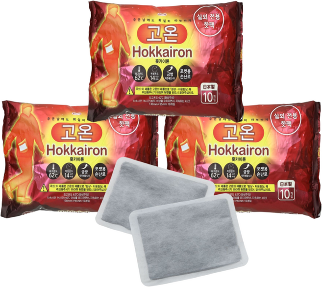 홋카이론 포켓용 고온 일본핫팩 1봉 10개입, 3개