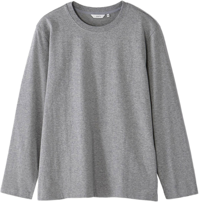 [STCO] 남성 코튼 베이직 라운드 긴소매 티셔츠 레귤러핏 그레이