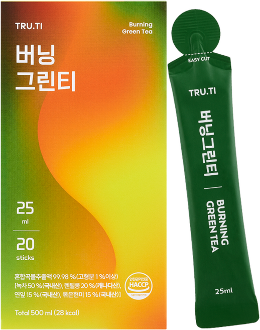 트루바이탈 버닝그린티, 1박스, 20개입, 25ml