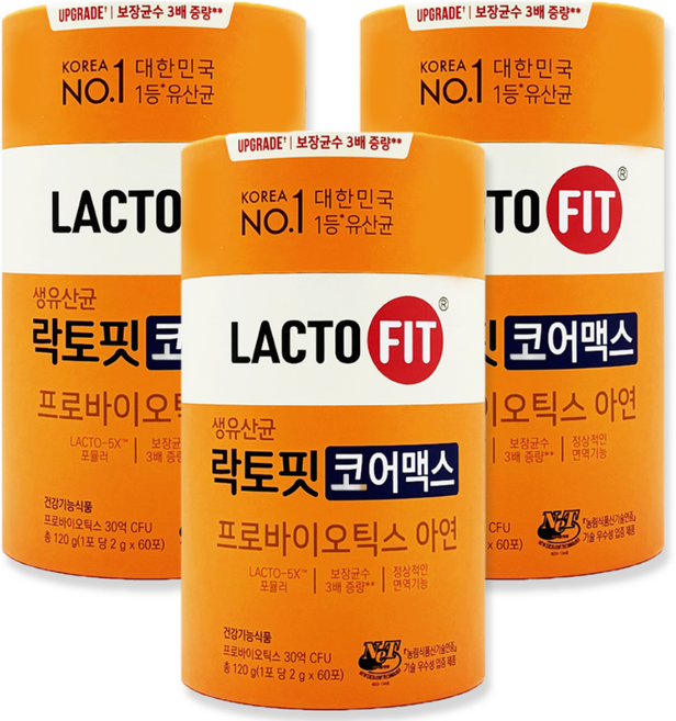 락토핏 생유산균 코어맥스 종근당건강 2g x 60포, 3개, 60회분