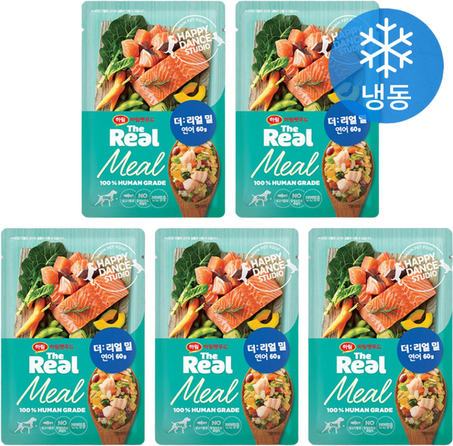 하림펫푸드 전연령 강아지 더리얼 밀 냉동 화식사료, 연어, 60g, 5개