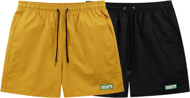 아소트 [1+1] 2장세트 남녀공용 썸머 비치웨어 나일론 숏 밴딩 팬츠 8color 3size