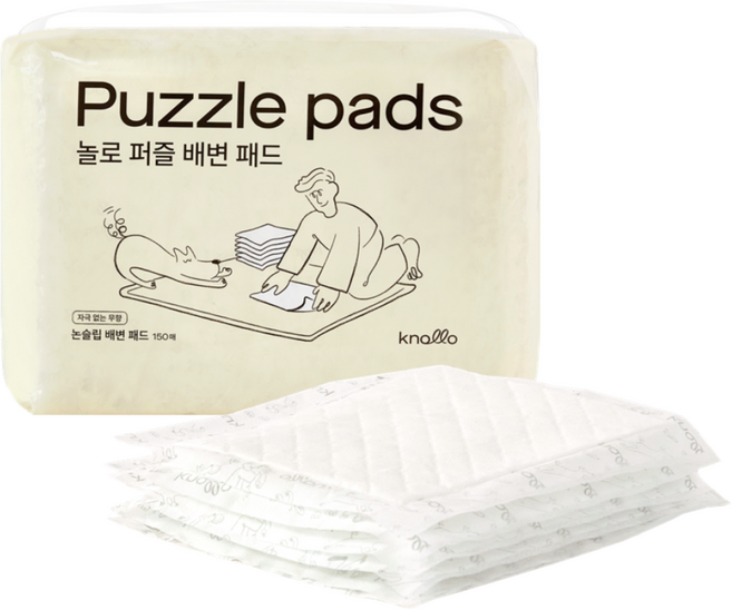 놀로 퍼즐 배변패드 설채현 패드 부분교체형 고흡수 절약형 프리미엄 강아지 25cm x 20cm, 1개