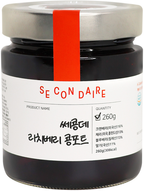 쎄콩데 무가당 리치베리 콩포트, 260g, 1개