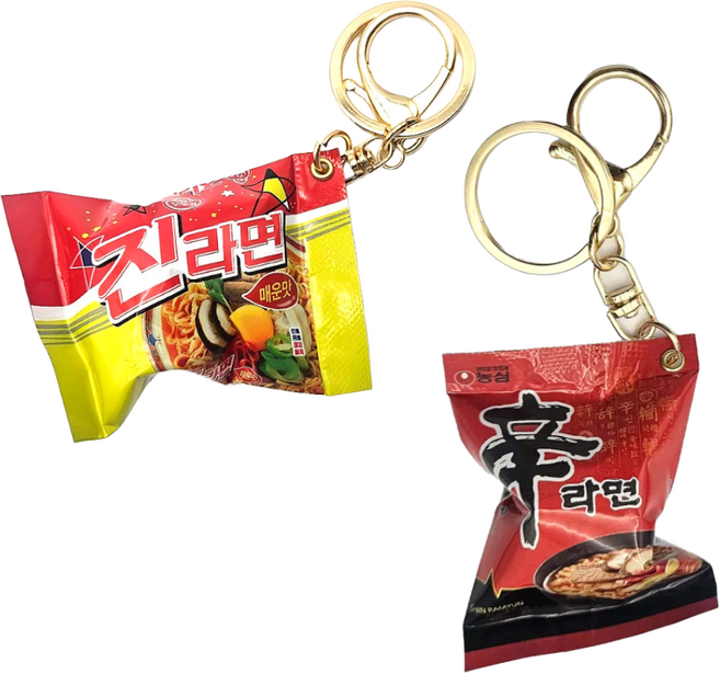 글로우제이 라면키링 귀여운 라면 열쇠고리 가방고리 선물, 1세트, 진라면+신라면