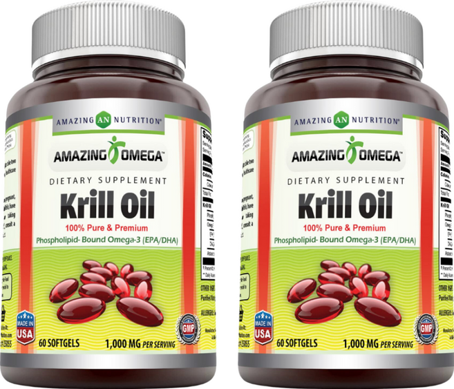 염증에 좋은 크릴오일 아스타잔틴 효능 영양제 1000mg 60캡슐 2병, 60정, 2개