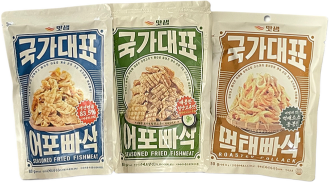 국가대표 어포빠삭 어포 청양 먹태 3종 세트, 80g
