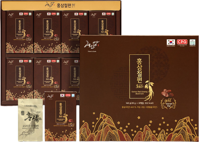 혜인담 홍삼절편 골드 20g x 8개입 선물세트, 1세트, 160g