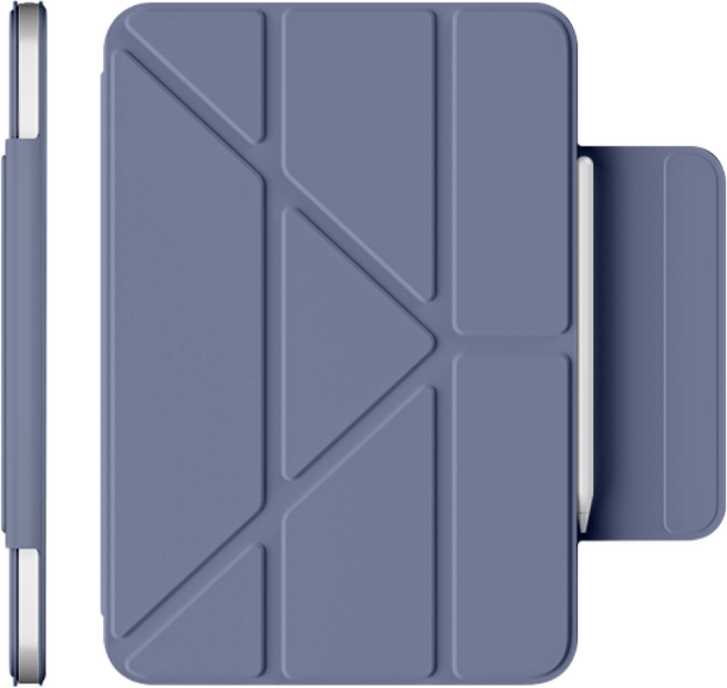AOUB 아이패드 보호 케이스 에어8 11(M4) 아이패드10/11/12세대 Y자형 접이식 360도 회전 자동 수면 깨우기 기능 연필 보관용 초박형 자기 분리형 스탠드, 라벤더, 1개
