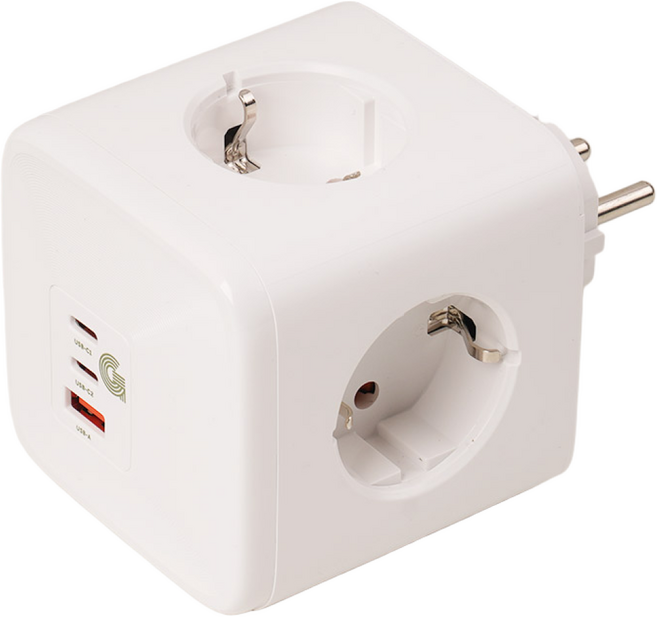 지클릭커 C타입 PD 충전 3포트 4구 접지 컬러 4000W 고용량 큐브 멀티탭 콘센트 BL-403PD, 1개, 4구 큐브 콘센트 화이트, 7.6cm