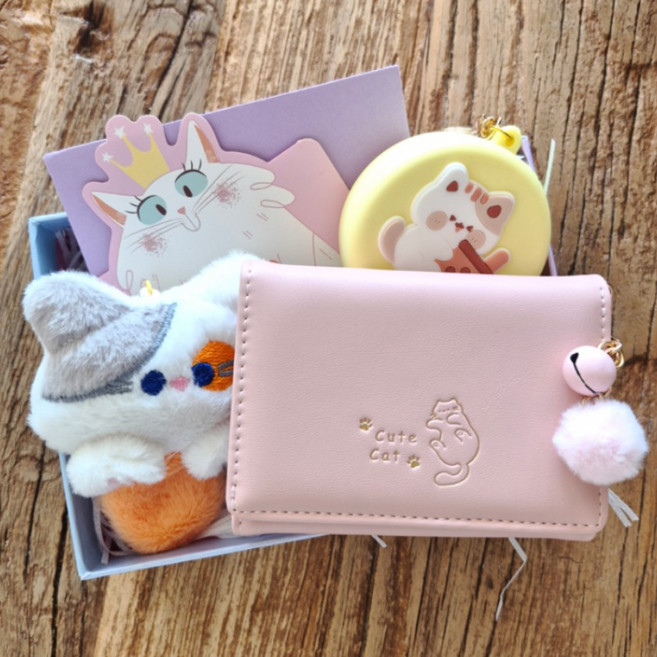 페이지샵 여성 학생 반지갑 키링 선물세트 10대여학생 지갑세트 생일선물