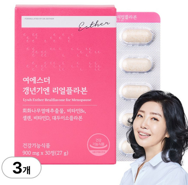[본사직영] 여에스더 갱년기엔 리얼플라본 (갱년기 여성 건강 기능성) 국민영양 프로젝트, 30정, 3박스