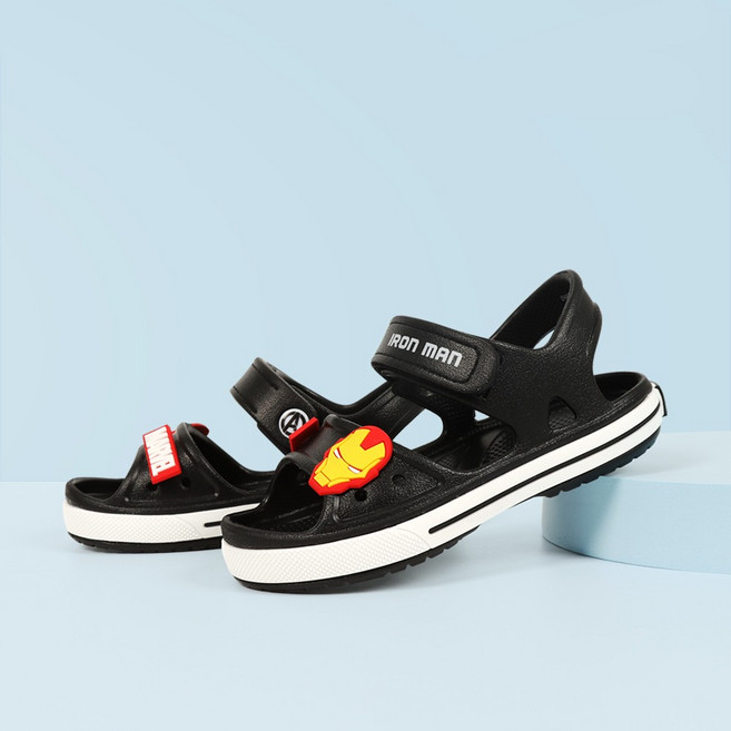 PWX키즈주니어 아이언맨 키드 키즈스트랩샌들 블랙