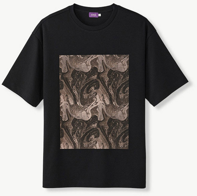 [STCO] 남성 아트웍 프린팅 반팔 티셔츠 오버핏 블랙