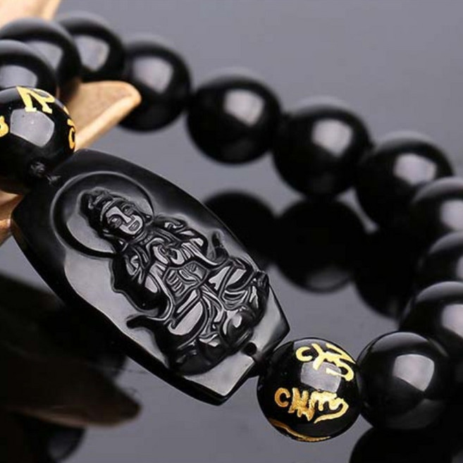 흑요석 부처님 염주 띠별 행운팔찌 8대 수호신 12지