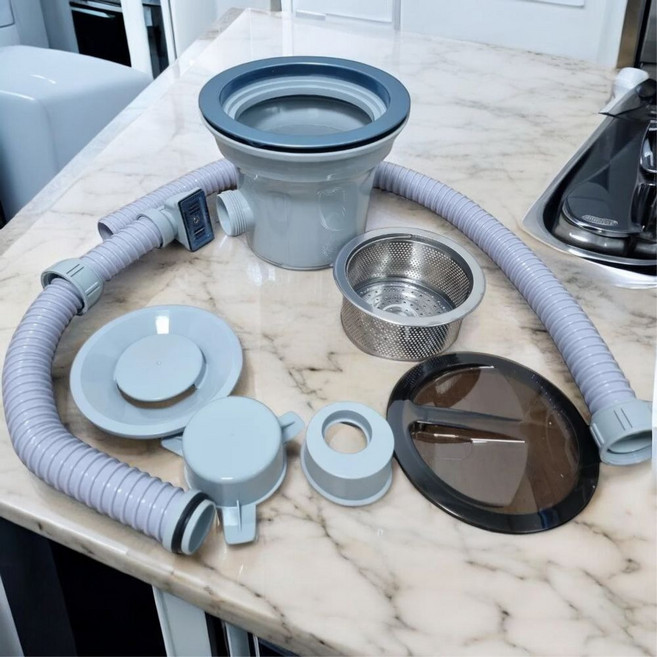 그린웨이브 국내산 주방 싱크대 배수구 교체 세트 대형 하수구 냄새제거 악취차단, 1개, 혼합